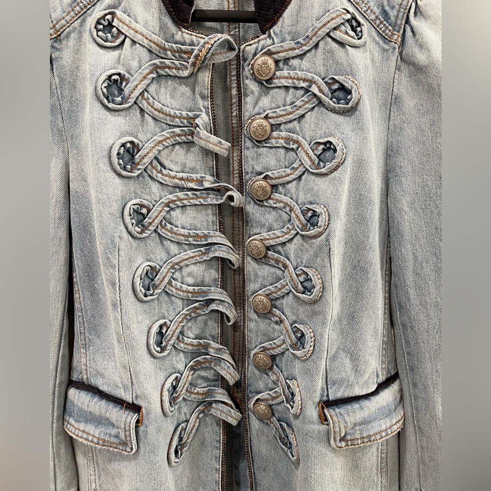 Free People Denim Seamed And Structured Jacket - Picture 4 of 8